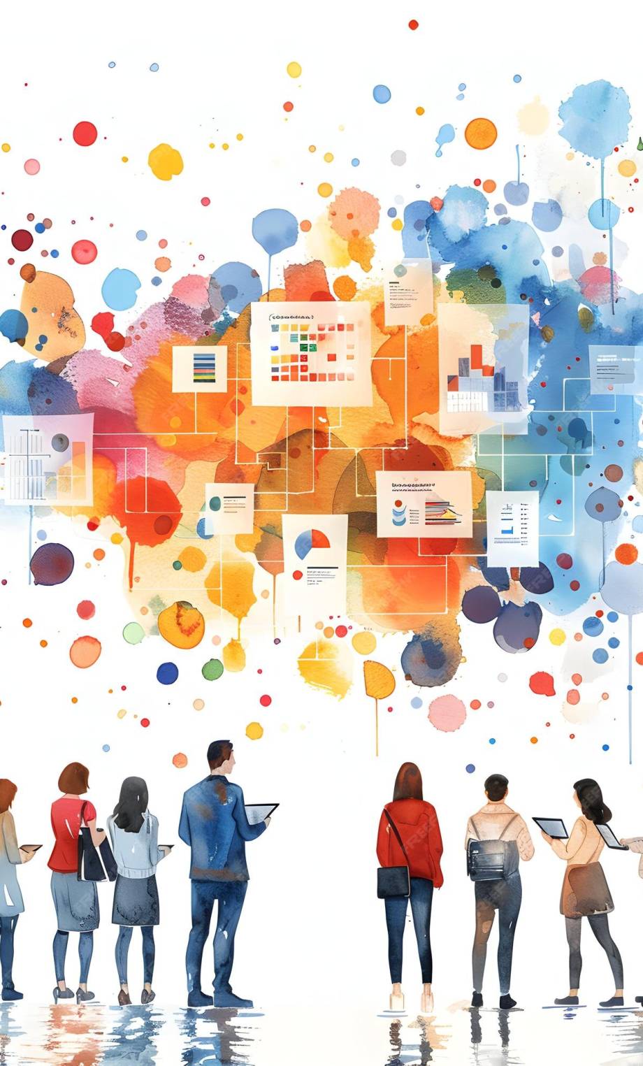 3d-flat-icon-people-with-watercolor-business-dashboards-tablets-magical-creative-business-tech_980716-338046